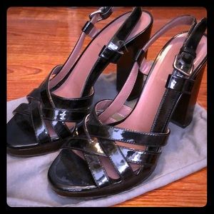 Mui Mui Black Patent Strappy Sandals/Heels